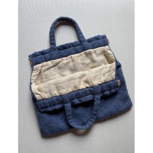 Vintage Handknit Sailboat Handbag | Embroidered Nautical Wool Purse - Picture 2 of 6